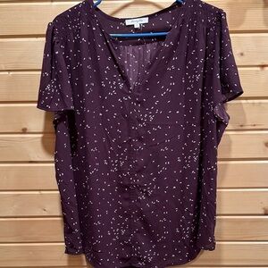 Stylish Women's Blouse in Rich Purple with White Accents